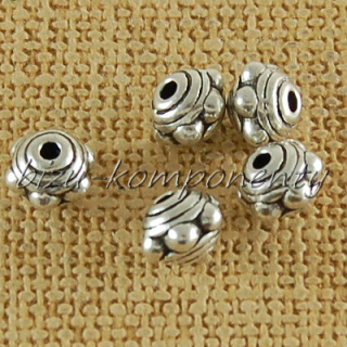 Kovový korálek, stříbrná barva 6mm, 20ks