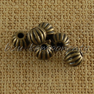 Kovový korálek, bronzová barva 6mm, 10ks