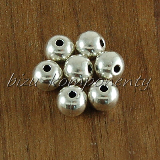 Kovový korálek, stříbrná barva 6mm, 5ks