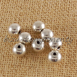 Kovový korálek, stříbrná barva, 6mm, 10ks
