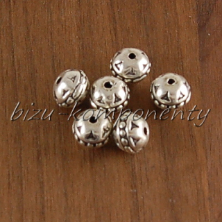 Kovový korálek, stříbrná barva, 8x6mm, 5ks