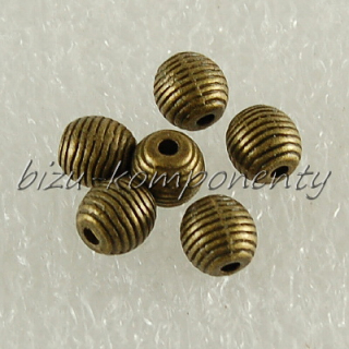 Kovový korálek, bronzová barva 6mm, 5ks