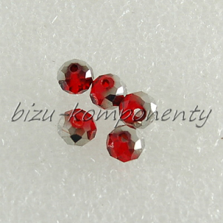 Červený broušený korálek s kovovým odleskem  8x6mm, 10ks