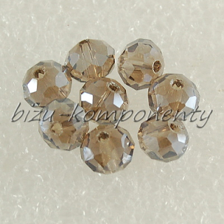 Hnědobéžový broušený korálek s kovovým odleskem  8x6mm, 10ks