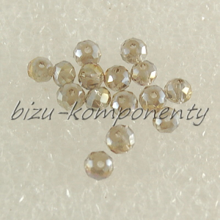 Hnědobéžový broušený korálek s kovovým odleskem 4mm, 20ks