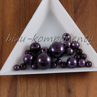 Tmavě fialové voskované perle 6mm, 40ks