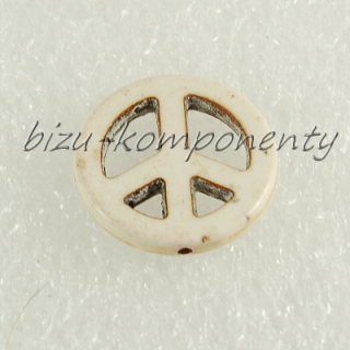 Korálek symbol peace 20mm bílá barva