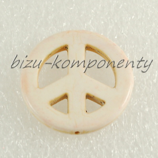 Korálek symbol peace 25mm bílá barva