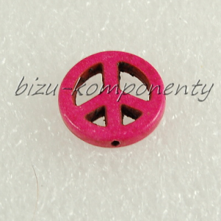 Korálek symbol peace 20mm starorůžová barva