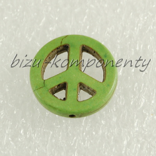 Korálek symbol peace 20mm zelená barva