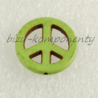 Korálek symbol peace 25mm zelená barva