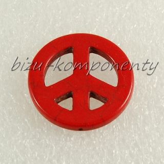 Korálek symbol peace 35mm červená barva