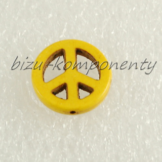 Korálek symbol peace 20mm žlutá barva