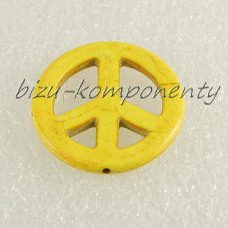 Korálek symbol peace 35mm žlutá barva