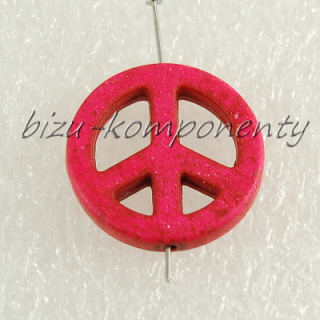 Korálek symbol peace 35mm sytě růžová barva